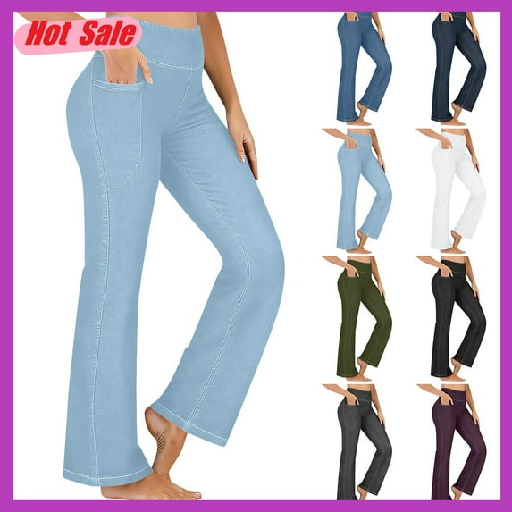 ZHYou Jeans for Women,Stretchy Flare,High Waisted,Pull On,Bell Bottom Jeans,Trendy Elastic Tummy Control Denim Pants,Light Blue,Size 3XL