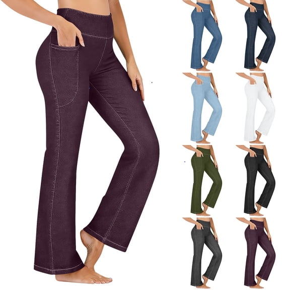 ZHYou Jeans for Women,Stretchy Flare,High Waisted,Pull On,Bell Bottom Jeans,Trendy Elastic Tummy Control Denim Pants,Wine,Size XL