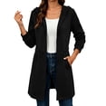 thumbnail image 1 of ZHYou Long Hooded Jackets for Women Full Zip Up Drawstring Casual Comfy Baggy Long Sleeve Hoodies with 2 Pockets,Black,Size L, 1 of 9
