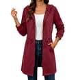 thumbnail image 1 of ZHYou Long Hooded Jackets for Women Full Zip Up Drawstring Casual Comfy Baggy Long Sleeve Hoodies with 2 Pockets,Red,Size M, 1 of 9