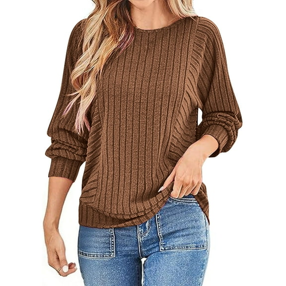 ZHYou Long Sleeve Blouses for Women Fall Clothes Tunic Tops Loose Fit Dressy Crewneck Pullover Sweaters