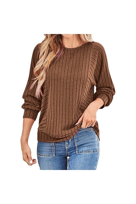 Long Sleeve Blouses for Women Fall Clothes Tunic Tops Loose Fit Dressy Crewneck Pullover Sweaters