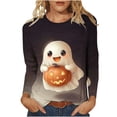 thumbnail image 1 of ZHYou Long Sleeve Halloween Tops for Women Long Sleeve Cute Printed Crewneck Comfy Pullover Shirts,Multicolor,Size XL, 1 of 6