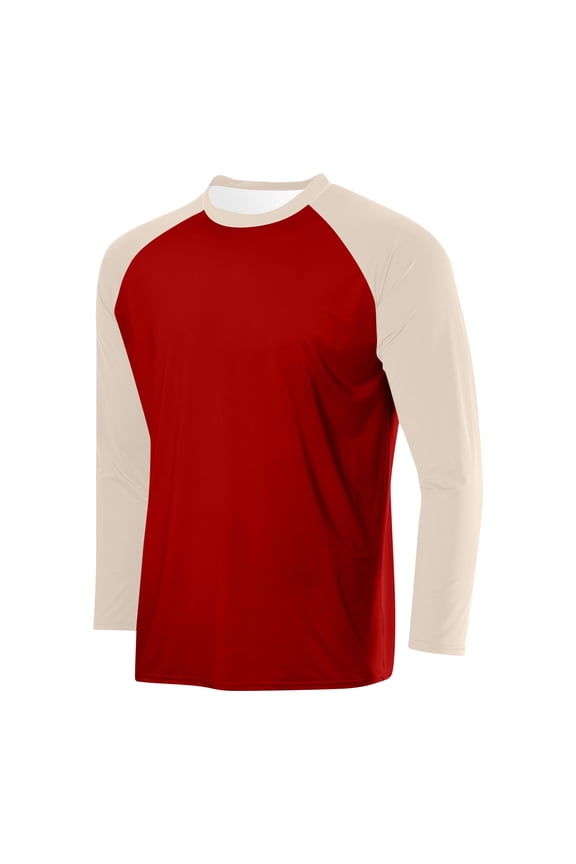 Long Sleeve T Shirts For Men Color Blocked Round Neck LightWeight Casual Fitness Sport Permeability Blouse Tees Tops