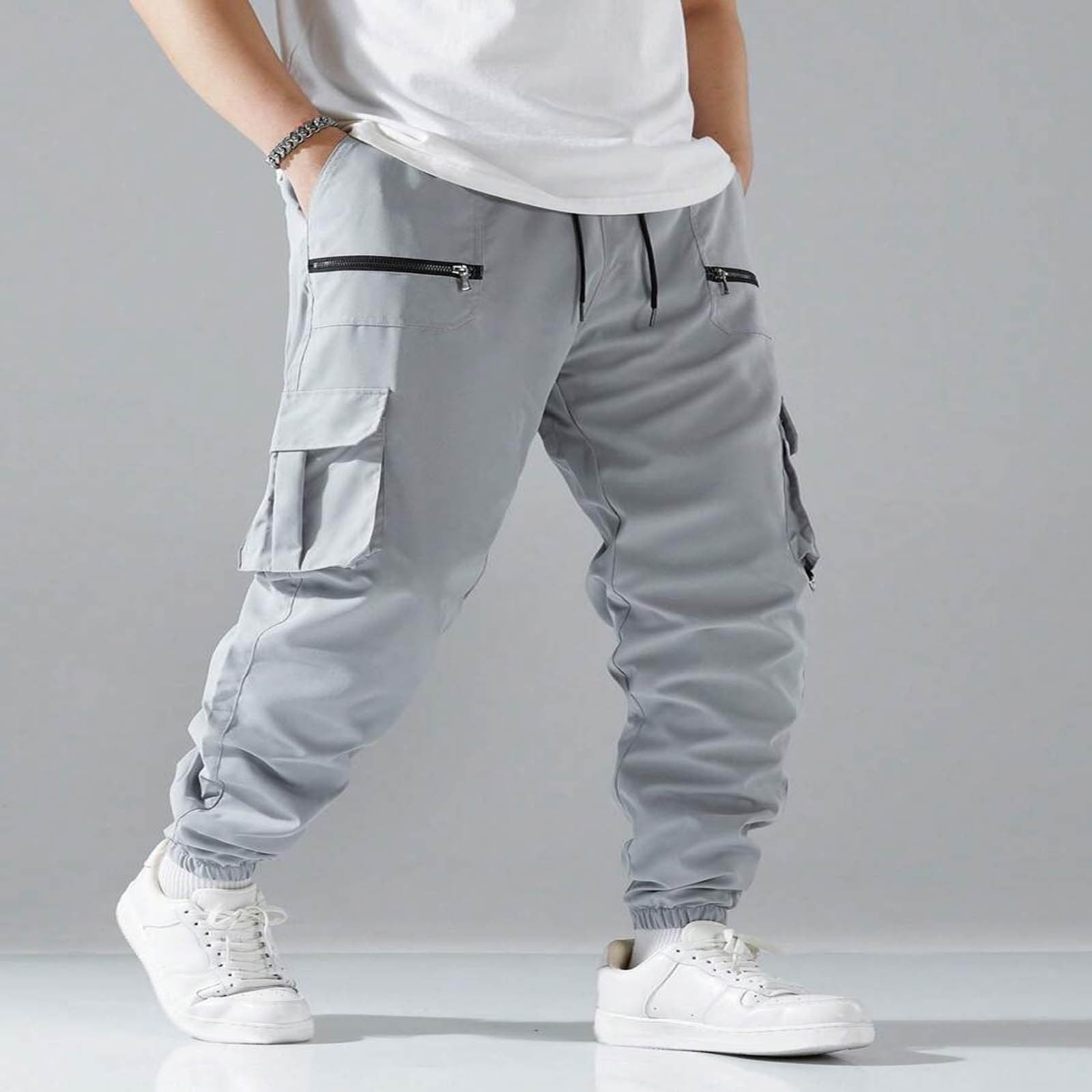 ZHYou Mens Cargo Pants Outdoors Fashion Solid Casual Elastic