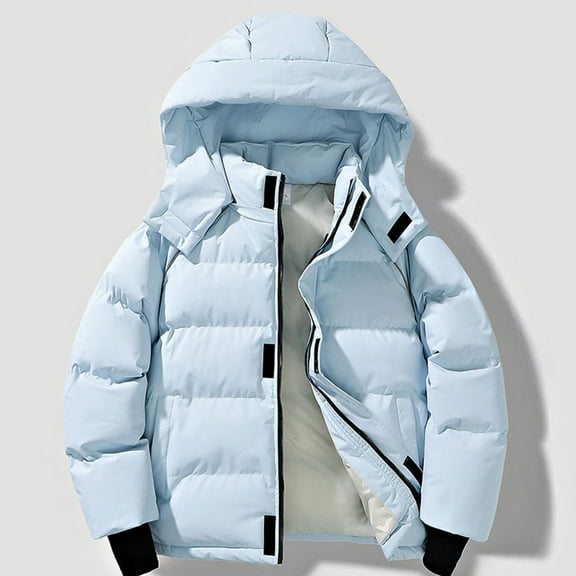 ZHYou Mens Coat Warm Thick Zipper Long Sleeve Fleece Hooded Casual Jackets