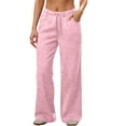 thumbnail image 1 of ZHYou No Boundarie Comfy Sweatpants for Women Flare Cute Baggy Fit Casual Drawstring Elastic Waist Joggers with Pockets,Pink,Size L, 1 of 6