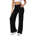 thumbnail image 1 of ZHYou No Boundarie High Waisted Pants for Women Tummy Control Pull On Casual Lightweight Wide Leg Womens Trousers,Black,Size M, 1 of 9