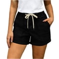 thumbnail image 1 of ZHYou No Boundarie Women's Jean Shorts Drawstring High Elastic Waist Loose Fit Stretchy Casual Summer Denim Shorts with Pockets Black Size L, 1 of 7