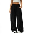 thumbnail image 1 of ZHYou No Boundarie Womens Oversized Sweatpants Elastic Waisted Wide Leg Baggy Fit Pull On Casual Pants with Drawstring Pockets,Black,Size M, 1 of 6