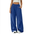 thumbnail image 1 of ZHYou No Boundarie Womens Oversized Sweatpants Elastic Waisted Wide Leg Baggy Fit Pull On Casual Pants with Drawstring Pockets,Blue,Size 2XL, 1 of 7