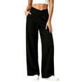 thumbnail image 1 of ZHYou No Boundarie Womens Wide Leg Casual Pants V Shape High Waisted Sweatpants Stretchy Work Slacks Trousers with Pockets,Black,Size M, 1 of 6