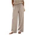 thumbnail image 1 of ZHYou No Boundarie Womens Wide Leg Pants Drawstring High Waist Lightweight Flowy Floor Length Casual Lounge Trousers with Side Pockets,Khaki,Size XL, 1 of 7