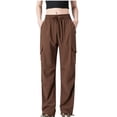 thumbnail image 1 of ZHYou Cargo Jogger Pants for Women,Oversized Fit,Elastic Waist,Streetwear Sweatpants with Multiple Pockets,Coffee,Size 3XL, 1 of 6