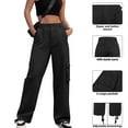 thumbnail image 1 of ZHYou Cargo Pants for Women High Waisted Casual Pants Baggy Wide Leg Trousers Streetwear with Pockets,Black,Size S, 1 of 9