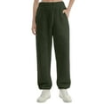 thumbnail image 1 of ZHYou Fleece Sweatpants for Women Soft Warm Casual Joggers with Pockets Elastic Drawstring Waist,Army Green,Size M, 1 of 7