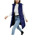 thumbnail image 1 of ZHYou Long Puffer Vest for Women Quilted Hooded Vest Padded Sleeveless Coat Jackets with Pockets,Blue,Size:3XL, 1 of 7
