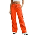 thumbnail image 1 of ZHYou No Boundaries Sweatpants for Women,Pull On,Drawstring,Elastic Waisted,Fashion Baggy Cargo Pants for Women with Pockets,Orange,Size M, 1 of 7