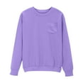 thumbnail image 1 of ZHYou Women Crew Neck Long Sleeve Sweatshirts,Soft,Stretchy Tops with Chest Pocket,Casual Basic Tees,Purple,Size 2XL, 1 of 9