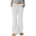 thumbnail image 1 of ZHYou No Boundaries Women High Waist Loose Wide Leg Sweatpants,Drawstring,Casual,Soft,Baggy,Pull On Joggers,with Side Pockets,White,Size S, 1 of 9