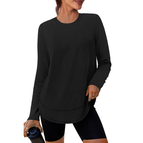 ZHYou No Boundaries Women Long Sleeve TShirts,Loose Fit,Soft Stretchy,Casual Breathable Lightweight Basic Tops,Black,Size M