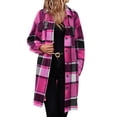 thumbnail image 1 of ZHYou Women Plaid Wool Blend Trench Coat,Checkered Flannel Overcoat Jacket,Long Sleeve Fall Winter Outerwear,Hot Pink,Size:XL, 1 of 6