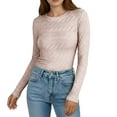 thumbnail image 1 of ZHYou Women Slim Fit Leaf Pattern Knit Tops,Long Sleeve,Round Neck Stretchy Soft Fashion Sweaters,Pink,Size XL, 1 of 8