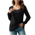 thumbnail image 1 of ZHYou Women's Cross Wrap V-Neck Long Sleeve Ribbed Knit Tops Slim Fit Soft Stretch Casual Knit Sweaters Blouses,Black,Size S, 1 of 9