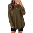 thumbnail image 1 of ZHYou Women's Oversized Ribbed Knit Tunic Tops,Long Sleeve,Crew Neck,Loose Fit Casual Pullover Sweaters,Coffee,Size M, 1 of 7
