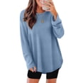 thumbnail image 1 of ZHYou Women's Oversized Ribbed Knit Tunic Tops,Long Sleeve,Crew Neck,Loose Fit Casual Pullover Sweaters,Light Blue,Size M, 1 of 8