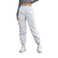 thumbnail image 1 of ZHYou Womens Cargo Joggers,High Elastic Waist,Cuffed Pants,Ankle Tie Detail,Utility Trousers with Pockets,White,Size M, 1 of 5
