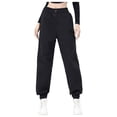 thumbnail image 1 of ZHYou Womens Cargo Pants,Elastic Waist,Zip Pockets,Baggy Fit,Sporty Drawstring Joggers Trousers,Black,Size 3XL, 1 of 7