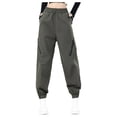 thumbnail image 1 of ZHYou Womens Cargo Pants,Elastic Waist,Zip Pockets,Baggy Fit,Sporty Drawstring Joggers Trousers,Green,Size S, 1 of 8
