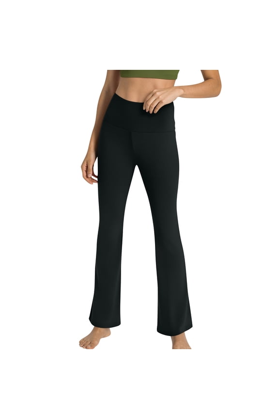 Womens Flared Yoga Pants,Stretchy,High Waist,Bootcut,Workout,Moisture Wicking Trousers,Black,Size 2XL