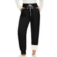 thumbnail image 1 of ZHYou Womens Fleece Lined Sweatpants,Elastic Drawstring Waist Joggers,Cuffed Hem Lounge Pants,Black,Size S, 1 of 2
