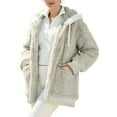 thumbnail image 1 of ZHYou Womens Fuzzy Fleece Hooded Jackets,Plush Sherpa Hoodef Coats with Sherpa Lined Hood, Warm Soft Winter Outerwear,Beige,Size:XL, 1 of 7