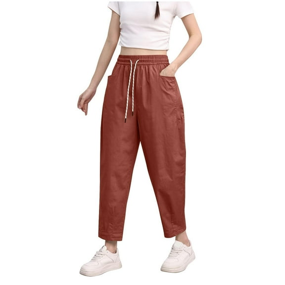 ZHYou No Boundaries Womens Harem Pants,Elastic Waist,Loose Fit,Baggy Casual Trousers,Drawstring Comfy Pants,Red,Size 4XL