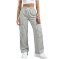 thumbnail image 1 of ZHYou Womens High Waisted Wide Leg Cargo Pants Baggy Casual Trendy Work Pants with Pockets,Gray,Size M, 1 of 9