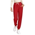 thumbnail image 1 of ZHYou Womens Jogger Pants,Casual Loose Fit Sweatpants with Pockets,Elastic Drawstring Waist Comfy Trousers,Red,Size S, 1 of 7