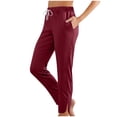 thumbnail image 1 of ZHYou Womens Jogger Pants,Slim Fit,Drawstring Elastic Waist,Soft Comfy,Side Split Trousers,with Pockets,Red,Size L, 1 of 8