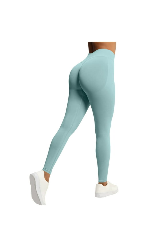 Womens Leggings,Seamless,Scrunch,Butt Lifting,High Waisted,Tummy Control,Yoga Pants for Flattering Fit,Mint Green,Size S