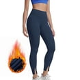 thumbnail image 1 of ZHYou Womens Leggings,Thermal Fleece Lined,Ankle Slit,Stretchy High Waisted Athletic Yoga Pants,Navy,Size L, 1 of 9