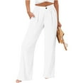 thumbnail image 1 of ZHYou Womens Linen-Blend Wide Leg Pants,High Waisted Flowy,Trousers with Pleated Detail,White,Size L, 1 of 7