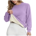 thumbnail image 1 of ZHYou Womens Long Sleeve Tops,Fleece,Fuzzy,Pullover Warm Crewneck Casual Sweatshirts for Women,Purple,S, 1 of 5