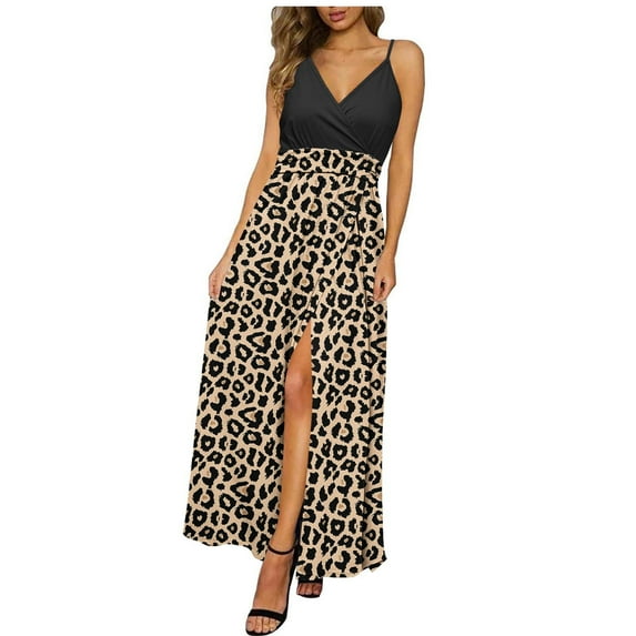 ZHYou Womens Maxi Dresses, Vacation Floral, Spaghetti Strap, Casual, Boho Split Beach, Long Flowy Sundresses,Multicolor,XL