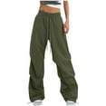 thumbnail image 1 of ZHYou Womens Oversized Baggy Cargo Pants,High Waist,Drawstring Elastic Waistband,Loose Fit Streetwear Trousers,Army Green,Size M, 1 of 8