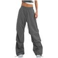 thumbnail image 1 of ZHYou Womens Oversized Baggy Cargo Pants,High Waist,Drawstring Elastic Waistband,Loose Fit Streetwear Trousers,Dark Gray,Size L, 1 of 8