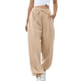 thumbnail image 1 of ZHYou Womens Oversized Jogger Pants,Baggy Comfy Casual Elastic Drawstring Waist Sweatpants with Pockets,Khaki,Size M, 1 of 7