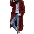 thumbnail image 1 of ZHYou Womens Oversized Notched Collar Wool Blend Single Breast Midi Long Trench Coats,Wine,Size:XL, 1 of 9