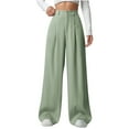 thumbnail image 1 of ZHYou Womens Palazzo Pants,High Waisted,Wide Leg,Tailored Pleated Trousers,Baggy Flowy Slack Pants,Green,Size M, 1 of 6